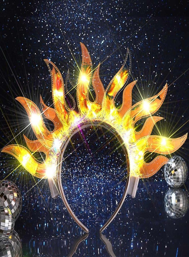 REETAN Light Up Fire Headband Flame Headpiece Rave Hair Accessories for Women - Image 1